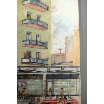 SCHIZZO PITTORICO PROSPETTIVA  A.Colla PRESENTAZIONE PROGETTO PALAZZO ARONA '62