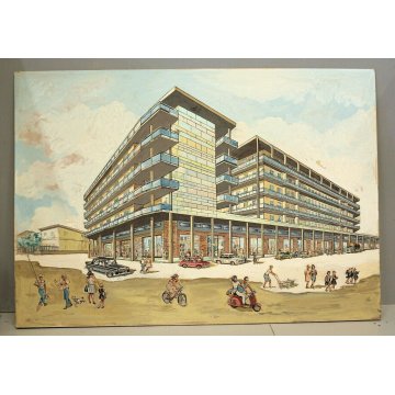 SCHIZZO PITTORICO PROSPETTIVA  A.Colla PRESENTAZIONE PROGETTO PALAZZO ARONA 'A