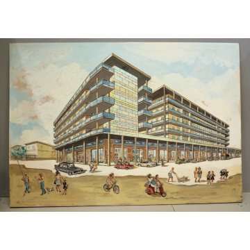 SCHIZZO PITTORICO PROSPETTIVA  A.Colla PRESENTAZIONE PROGETTO PALAZZO ARONA 'A