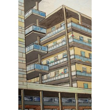 SCHIZZO PITTORICO PROSPETTIVA  A.Colla PRESENTAZIONE PROGETTO PALAZZO ARONA 'A