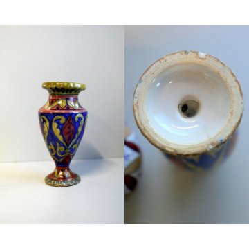 Lotto 3 PICCOLI VASI CERAMICA POLICROMA LUSTRO Rubboli Gualdo Tadino JARA ALZATA