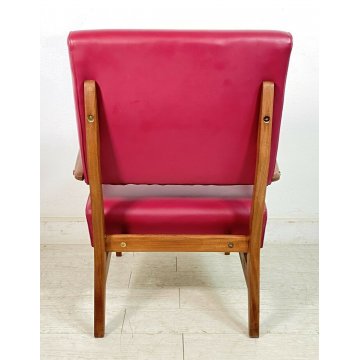 POLTRONA DESIGN VINATAGE DANESE ANNI 70 BORDEAUX SEDIA DANIMARCA LEGNO SKY 1970 