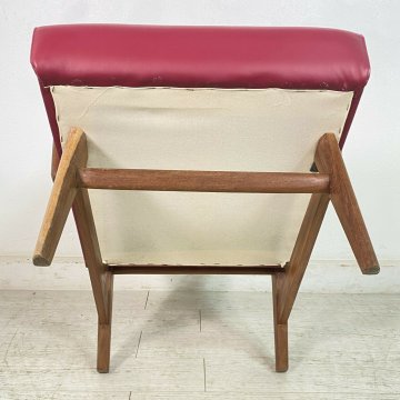 POLTRONA DESIGN VINATAGE DANESE ANNI 70 BORDEAUX SEDIA DANIMARCA LEGNO SKY 1970 