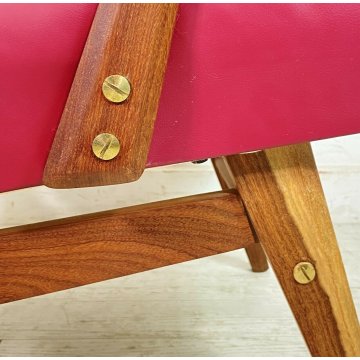 POLTRONA DESIGN VINATAGE DANESE ANNI 70 BORDEAUX SEDIA DANIMARCA LEGNO SKY 1970 