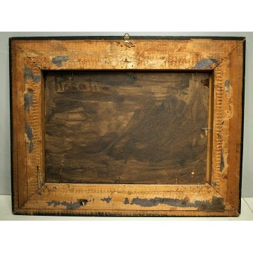  ANTICO DIPINTO Rosati STRADA ANTICO BORGO NEGOZIO SARTO CORNICE Guilloché '900 