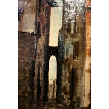  ANTICO DIPINTO Rosati STRADA ANTICO BORGO NEGOZIO SARTO CORNICE Guilloché '900 