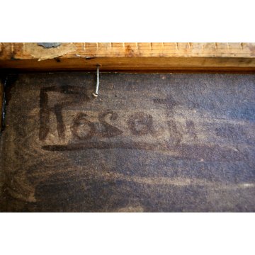  ANTICO DIPINTO Rosati STRADA ANTICO BORGO NEGOZIO SARTO CORNICE Guilloché '900 