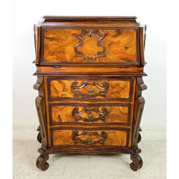 PICCOLA RIBALTA SECRETAIRE LOMBARDA LEGNO MASSELLO 1950 IMPIALLACCIATA RIBALTINA