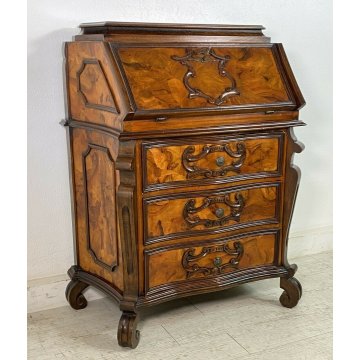 PICCOLA RIBALTA SECRETAIRE LOMBARDA LEGNO MASSELLO 1950 IMPIALLACCIATA RIBALTINA