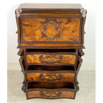 PICCOLA RIBALTA SECRETAIRE LOMBARDA LEGNO MASSELLO 1950 IMPIALLACCIATA RIBALTINA