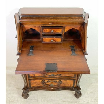 PICCOLA RIBALTA SECRETAIRE LOMBARDA LEGNO MASSELLO 1950 IMPIALLACCIATA RIBALTINA