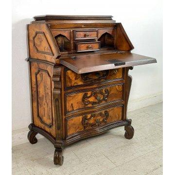 PICCOLA RIBALTA SECRETAIRE LOMBARDA LEGNO MASSELLO 1950 IMPIALLACCIATA RIBALTINA