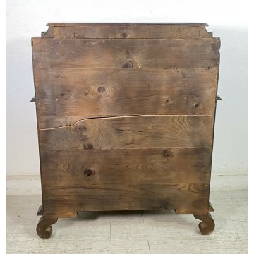 PICCOLA RIBALTA SECRETAIRE LOMBARDA LEGNO MASSELLO 1950 IMPIALLACCIATA RIBALTINA