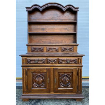 ANTICA PIATTAIA CREDENZA NOVECENTO PIEMONTESE PRIMI 1900 LEGNO BAROCCO DISPENSA 