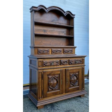 ANTICA PIATTAIA CREDENZA NOVECENTO PIEMONTESE PRIMI 1900 LEGNO BAROCCO DISPENSA 