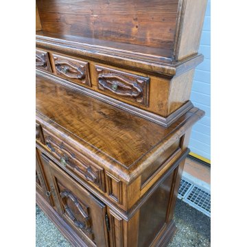 ANTICA PIATTAIA CREDENZA NOVECENTO PIEMONTESE PRIMI 1900 LEGNO BAROCCO DISPENSA 