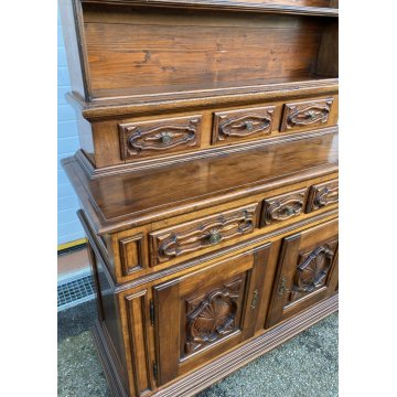 ANTICA PIATTAIA CREDENZA NOVECENTO PIEMONTESE PRIMI 1900 LEGNO BAROCCO DISPENSA 