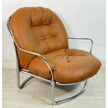 POLTRONA DESIGN CARLO DE CARLI CINOVA mod 915 METALLO CROMATO VINTAGE ANNI 60/70