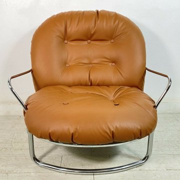POLTRONA DESIGN CARLO DE CARLI CINOVA mod 915 METALLO CROMATO VINTAGE ANNI 60/70