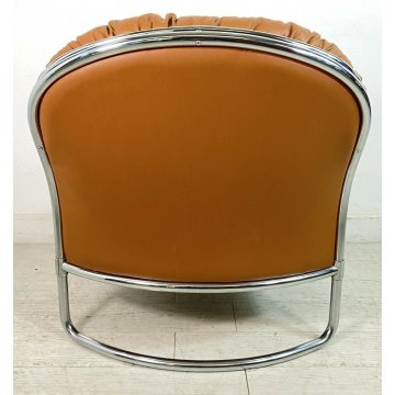 POLTRONA DESIGN CARLO DE CARLI CINOVA mod 915 METALLO CROMATO VINTAGE ANNI 60/70