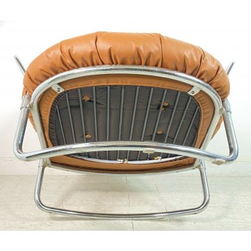 POLTRONA DESIGN CARLO DE CARLI CINOVA mod 915 METALLO CROMATO VINTAGE ANNI 60/70