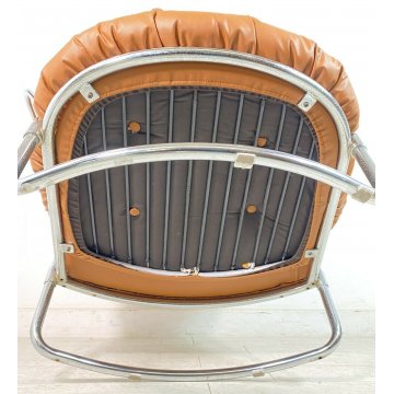 POLTRONA DESIGN CARLO DE CARLI CINOVA mod 915 METALLO CROMATO VINTAGE ANNI 60/70