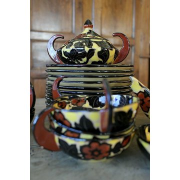 ANTICO SERVIZIO TE CAFFE TAZZE PORCELLANA M.G.A. Mazzotti Giuseppe Albisola DECO