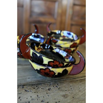 ANTICO SERVIZIO TE CAFFE TAZZE PORCELLANA M.G.A. Mazzotti Giuseppe Albisola DECO
