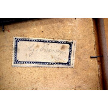 ANTICO QUADRO OLIO CARTONE Bersani ? PAESAGGIO LACUSTRE BOSCO SELVA BETULLE '900