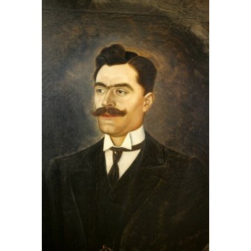 GRANDE ANTICO QUADRO E. Stephani RITRATTO NOBILI CONIUGI CORNICE Guilloché 1913 