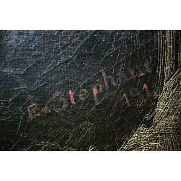 GRANDE ANTICO QUADRO E. Stephani RITRATTO NOBILI CONIUGI CORNICE Guilloché 1913 