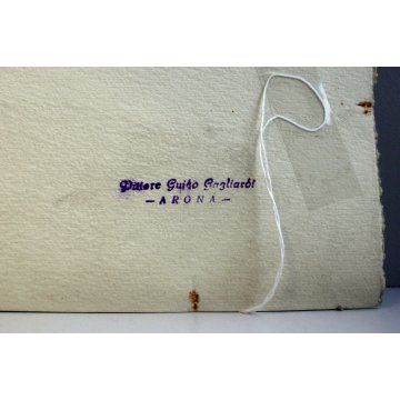 ANTICO ACQUERELLO Guido Gagliardi PAESAGGIO VEDUTA LAGONI ARONA LAGO MAGGIORE 51