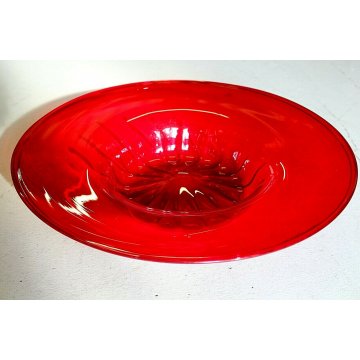  ANTICO VASSOIO TONDO VETRO MURANO SOFFIATO ROSSO RUBINO ATTR. Vittorio Zecchin 