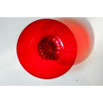  ANTICO VASSOIO TONDO VETRO MURANO SOFFIATO ROSSO RUBINO ATTR. Vittorio Zecchin 