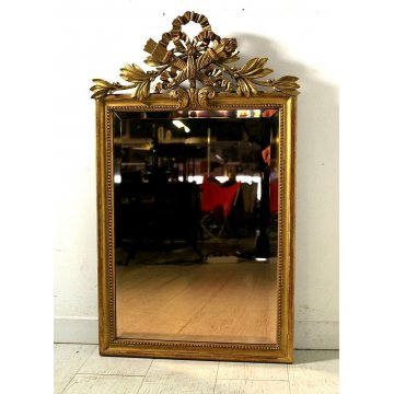 ANTICA SPECCHIERA SPECCHIO MOLATO ROSATO CORNICE INTAGLIATA ORNATA DORATA '900