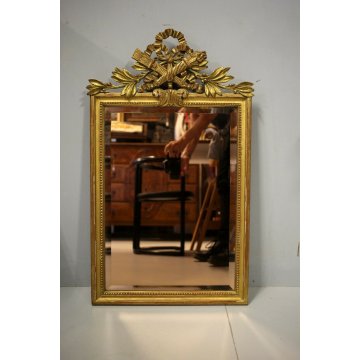 ANTICA SPECCHIERA SPECCHIO MOLATO ROSATO CORNICE INTAGLIATA ORNATA DORATA '900