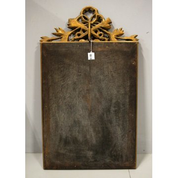 ANTICA SPECCHIERA SPECCHIO MOLATO ROSATO CORNICE INTAGLIATA ORNATA DORATA '900