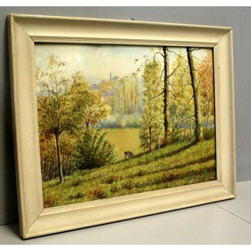 ANTICO ACQUERELLO G.Gagliardi PAESAGGIO VEDUTA COLLINA  ARONA LAGO MAGGIORE