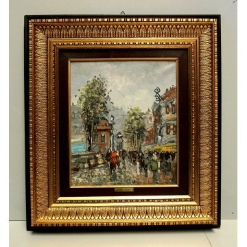 ANTICO QUADRO OLIO TELA De Simone Strade SOBBORGO Parigi NEO IMPRESSIONISTA '70