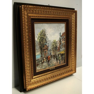 ANTICO QUADRO OLIO TELA De Simone Strade SOBBORGO Parigi NEO IMPRESSIONISTA '70