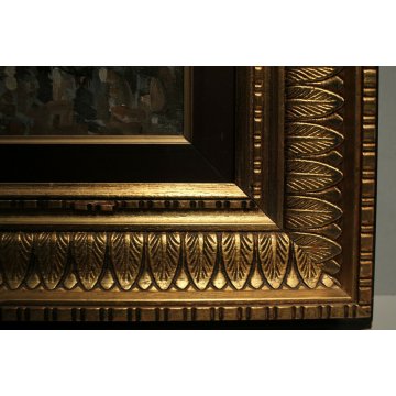 ANTICO QUADRO OLIO TELA De Simone Strade SOBBORGO Parigi NEO IMPRESSIONISTA '70