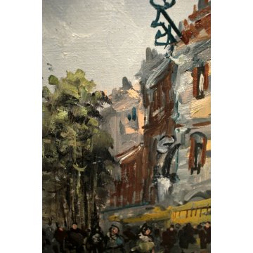 ANTICO QUADRO OLIO TELA De Simone Strade SOBBORGO Parigi NEO IMPRESSIONISTA '70
