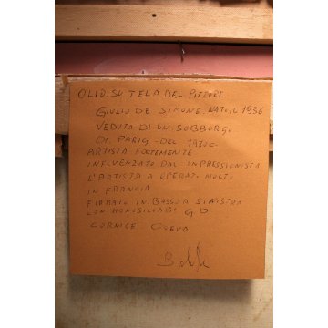 ANTICO QUADRO OLIO TELA De Simone Strade SOBBORGO Parigi NEO IMPRESSIONISTA '70