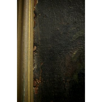 ANTICO DIPINTO OLIO TELA NATURA MORTA VASO FIORI FRUTTA FUNGHI AUTORE 600/700