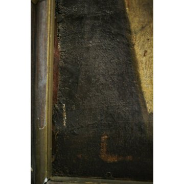 ANTICO DIPINTO OLIO TELA NATURA MORTA VASO FIORI FRUTTA FUNGHI AUTORE 600/700