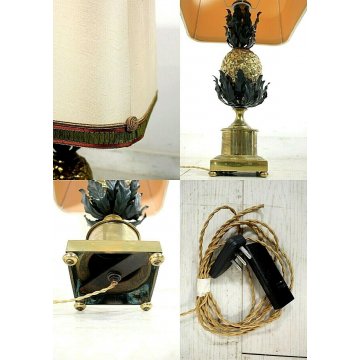 LAMPADA DA TAVOLO  MAISON CHARLES PINEAPPLE LAMP FRANCIA  BRONZO OTTONE '70