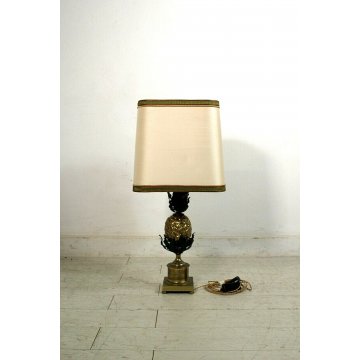 LAMPADA DA TAVOLO  MAISON CHARLES PINEAPPLE LAMP FRANCIA  BRONZO OTTONE '70