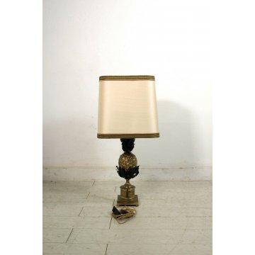 LAMPADA DA TAVOLO  MAISON CHARLES PINEAPPLE LAMP FRANCIA  BRONZO OTTONE '70