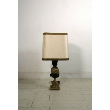 LAMPADA DA TAVOLO  MAISON CHARLES PINEAPPLE LAMP FRANCIA  BRONZO OTTONE '70
