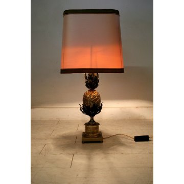 LAMPADA DA TAVOLO  MAISON CHARLES PINEAPPLE LAMP FRANCIA  BRONZO OTTONE '70